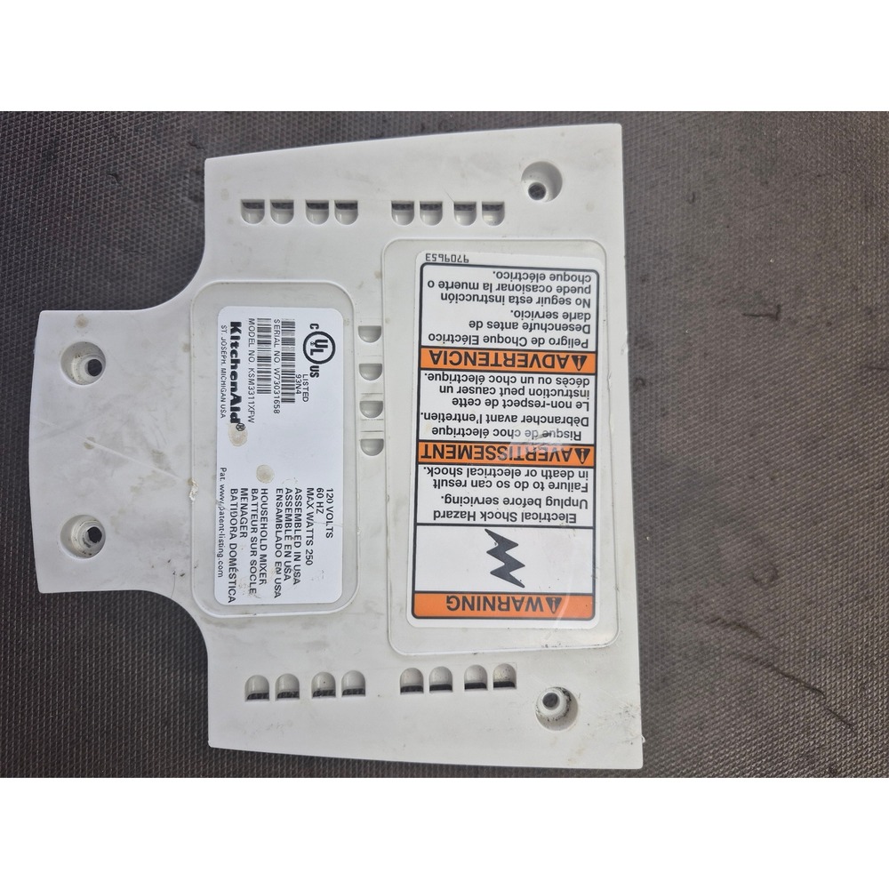 KitchenAid Stand Mixer Base Bottom Cover Plate White KSM3311XFW Replacement Part